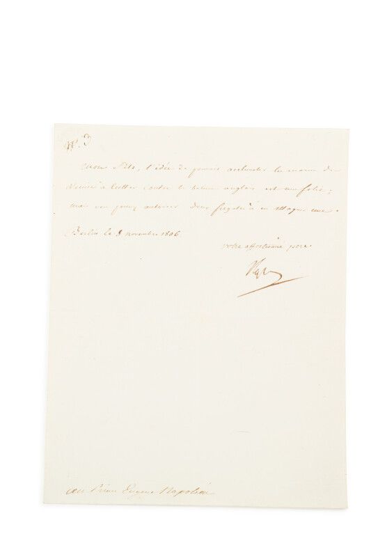 Null 拿破仑一世(1769-1821) 

L.S.口述给Méneval，写给Eugene亲王，柏林，1806年11月8日，1/2页，4页。鎏金边缘。

第&hellip;