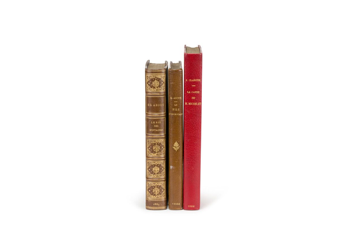 Null 埃德蒙约。公证员的鼻子。巴黎，卡尔曼-莱维，1886年。8英寸，bradel半棕色摩洛哥，有角，封面和书脊（Champs）。- Le Roi des &hellip;