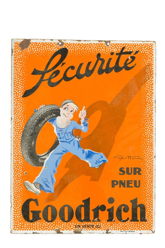 Null GOODRICH, Sécurité sur pneu.

Signée Géo HAM, 1930.

Émaillerie Alsacienne &hellip;