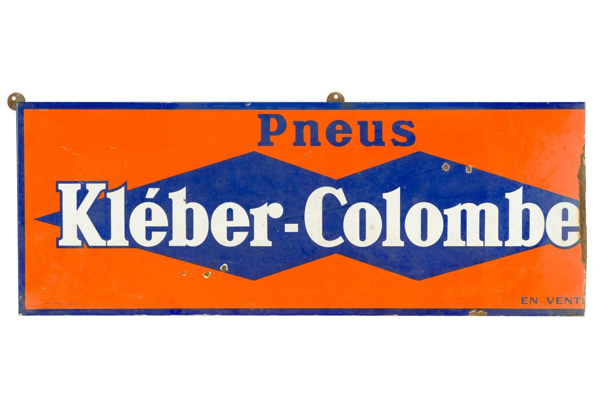 Null KLÉBER-COLOMBE Pneus.

Sans mention d'émaillerie, vers 1950.

Grand bandeau&hellip;