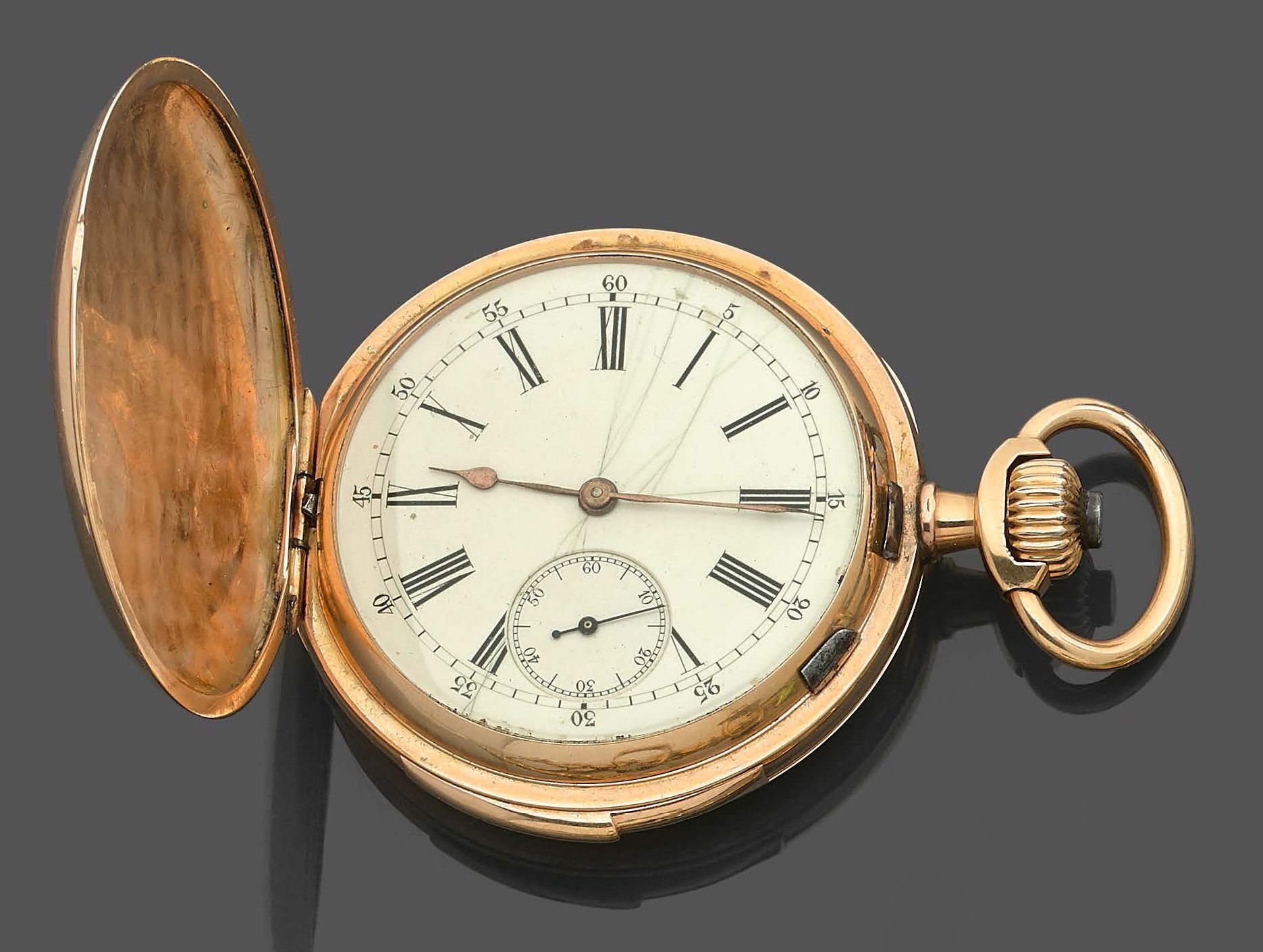 Null Reloj de bolsillo de oro rosa (750‰) liso "savonnette", llamativo, de cuart&hellip;