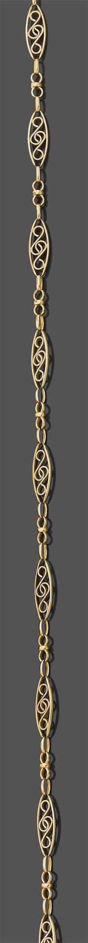 Null Halskette aus Gelbgold (750‰) mit "Navette"-Geflecht, durchbrochen mit Volu&hellip;