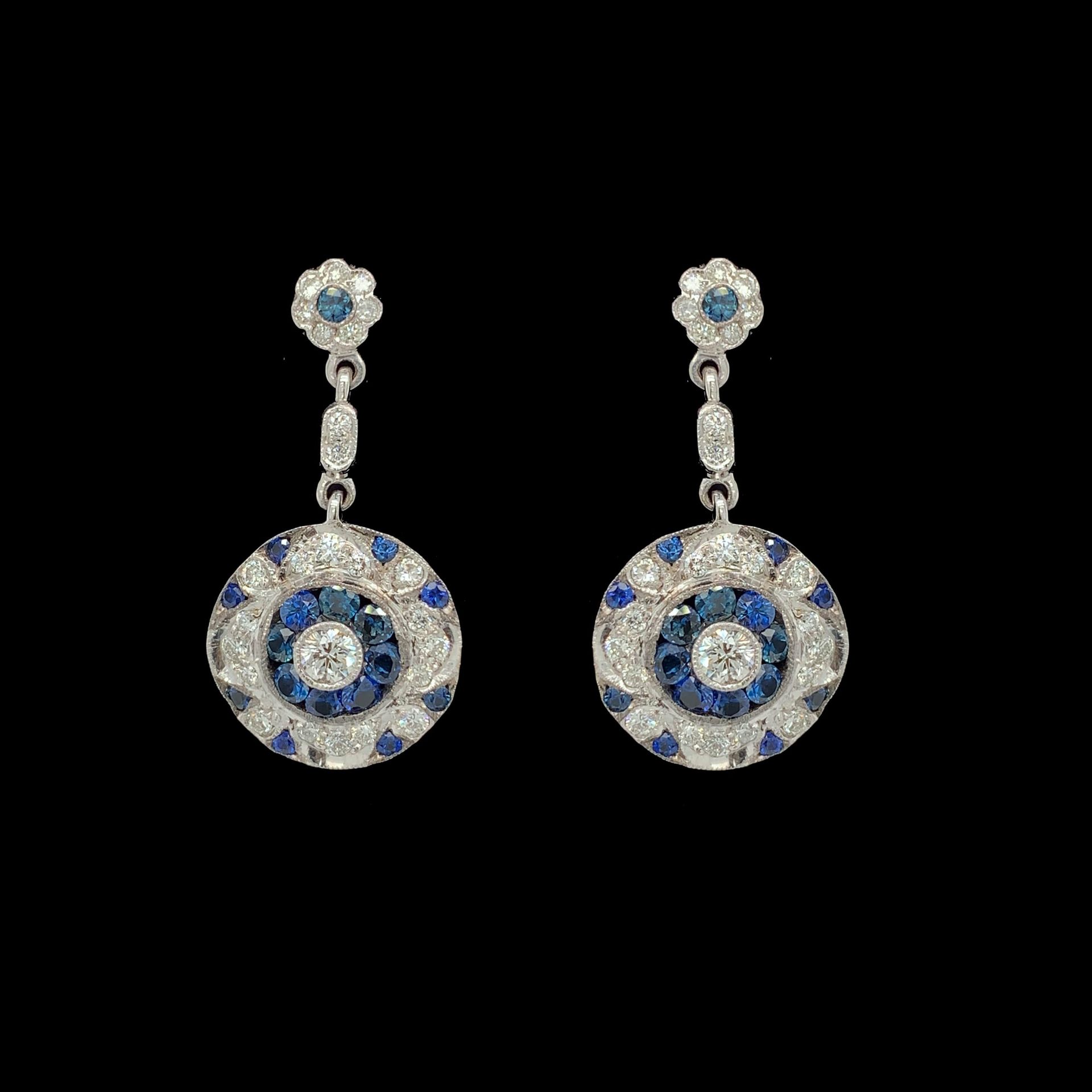 DIAFINI Pair of EARRINGS in white gold (750 thousandths) holding a circular moti&hellip;