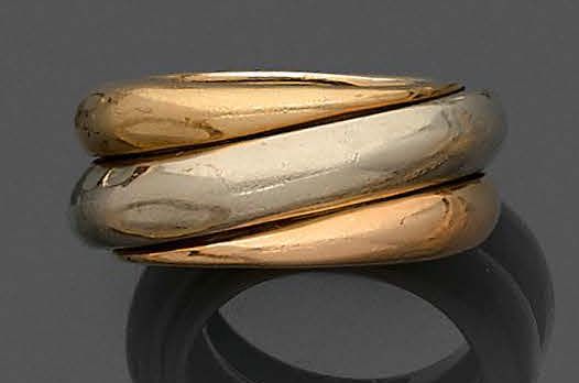 CARTIER 大号双金(750‰)戒指。
，有CARTIER签名和编号，日期为1996年。
，附有CARTIER证书。
，手指：55 - 重量：15,4 g