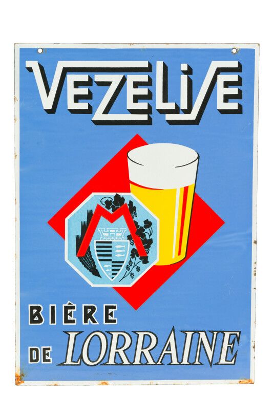 Null VEZELISE Bière de Lorraine.

Émaillerie Alsacienne Strasbourg, vers 1950.

&hellip;