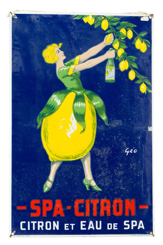 Null SPA CITRON, Citron et eau de Spa.

Signée GÉO (Jean GEOFFROY), 1935.

Émail&hellip;