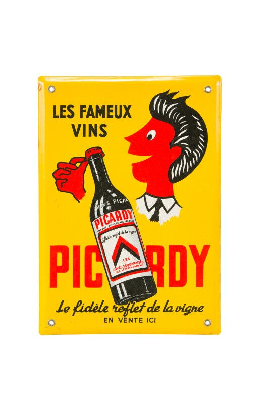 Null PICARDY Les fameux vins.

Sans mention d'émaillerie, vers 1960.

Plaque éma&hellip;