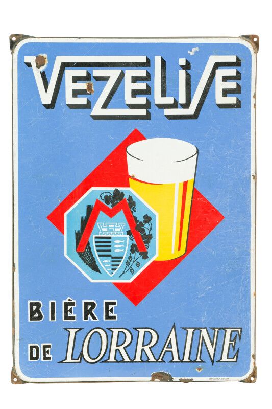 Null VEZELISE Bière de Lorraine.

Émaillerie Alsacienne Strasbourg, vers 1955.

&hellip;