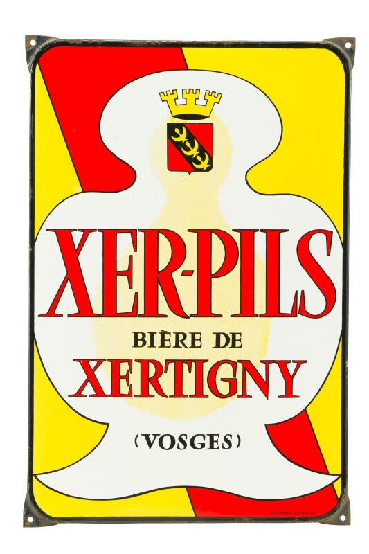 Null XER-PILS Bière de Xertigny, Vosges.

Émail Art France, Luynes, vers 1960.

&hellip;