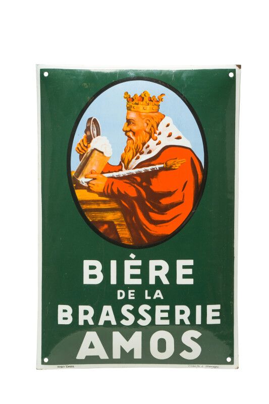 Null BRASSERIE AMOS Bière de la.

Pyro Émail, Allemagne, vers 1935.

Plaque émai&hellip;