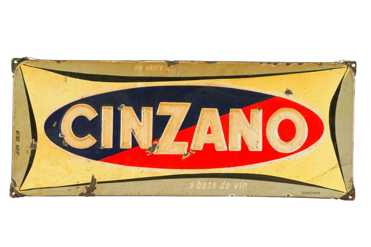 Null CINZANO à base de vin.

Signée Jean COLIN, vers 1950.

Émaillerie Alsacienn&hellip;