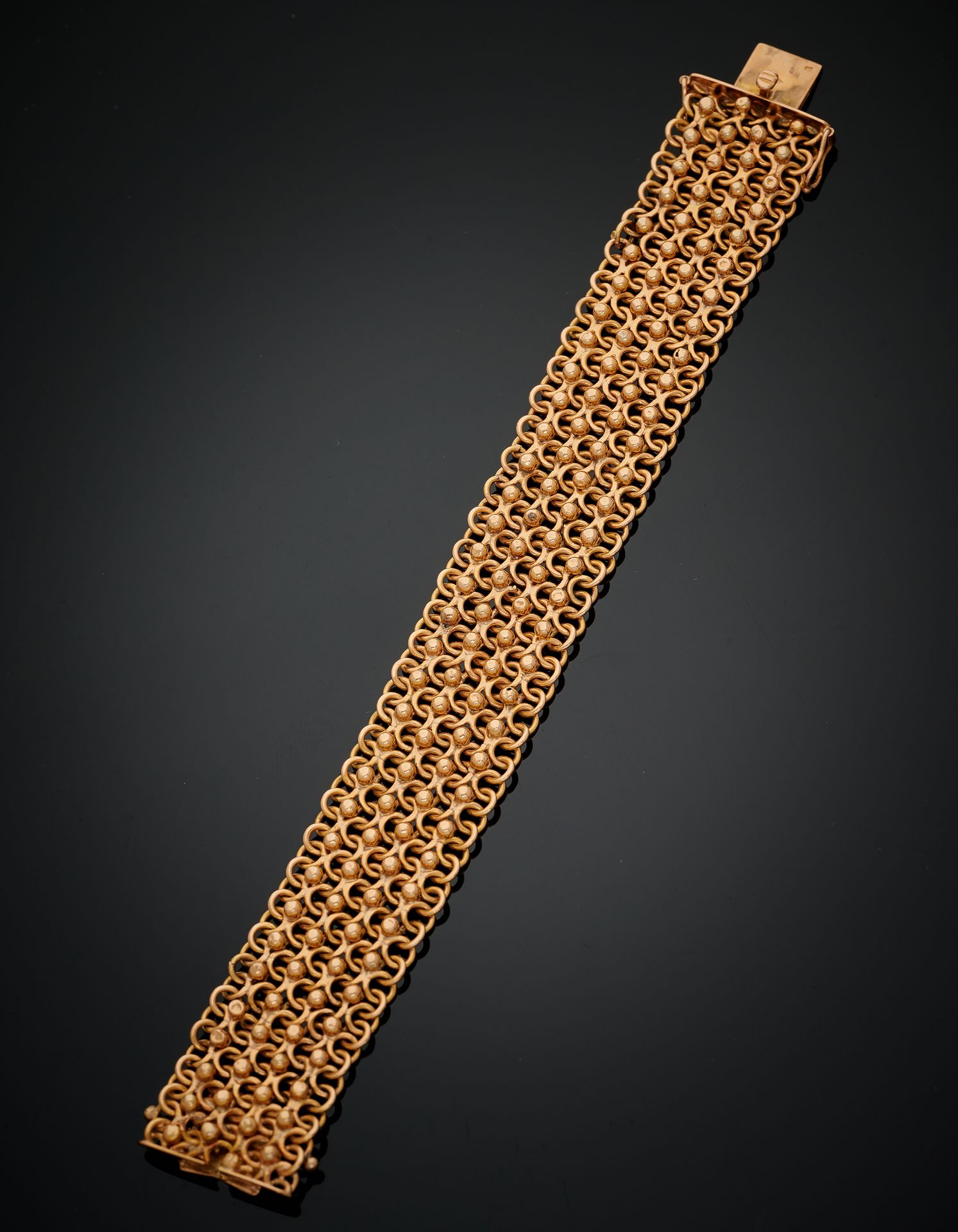 Null Large "fishnet" cuff BRACELET in yellow gold (750‰) openwork and boulé.
Fre&hellip;