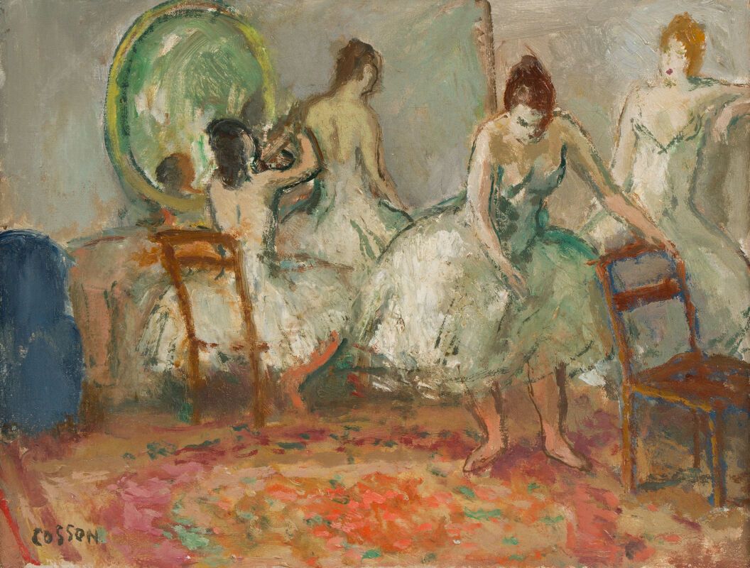 Null Marcel COSSON (1878-1956)
Loges de danseuses 
Huile sur toile.
Signée en ba&hellip;