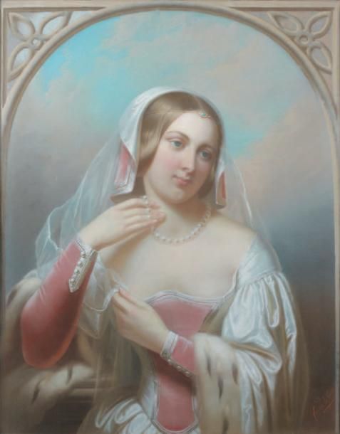 Jean-Théodore FANTIN LATOUR (Metz 1805 - Paris 1872) Jeune fille en habit médiév&hellip;
