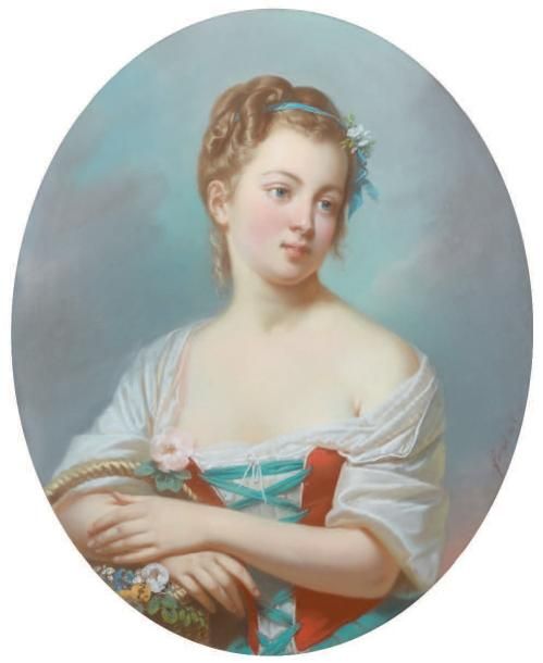 Jean-Théodore FANTIN LATOUR (Metz 1805 - Paris 1872) Portrait d'une jeune fille &hellip;