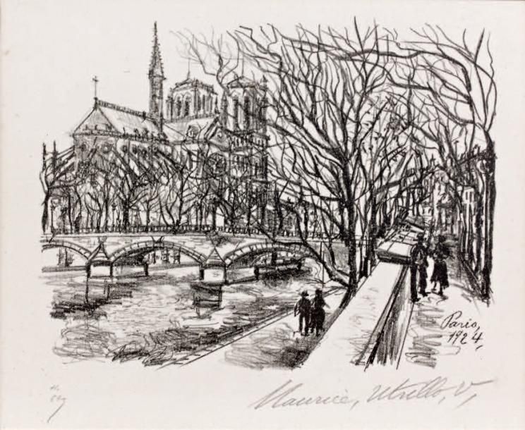 Maurice UTRILLO (1883-1955) Notre Dame de Paris Lithographie originale. 17 x 22 &hellip;