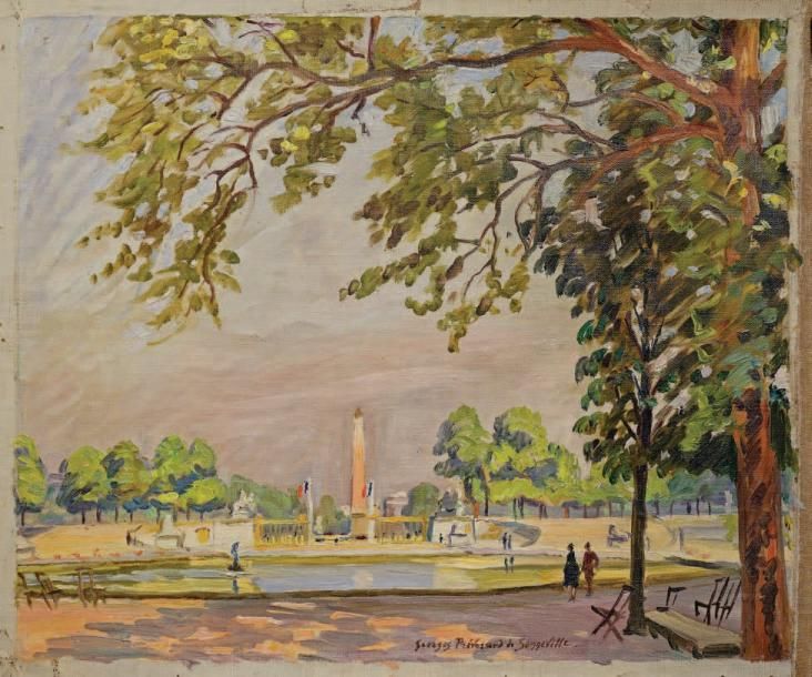 Georges Prévéraud DE SONNEVILLE (1889-1978) Le bassin des tuileries Huile sur to&hellip;