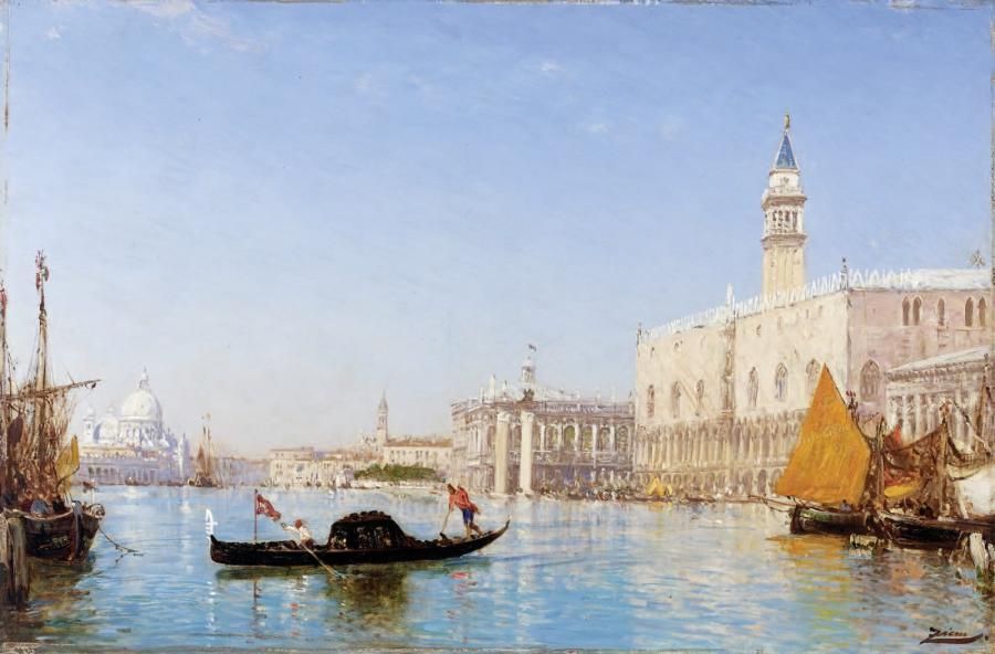 Félix ZIEM (1821-1911) Le grand canal et le palais des Doges Huile sur panneau s&hellip;