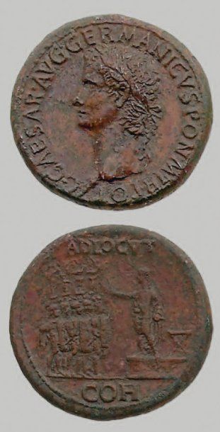 MONNAIES ROMAINES CALIGULA (37-41) Sesterce. Sa tête laurée à g. R/Caligula debo&hellip;