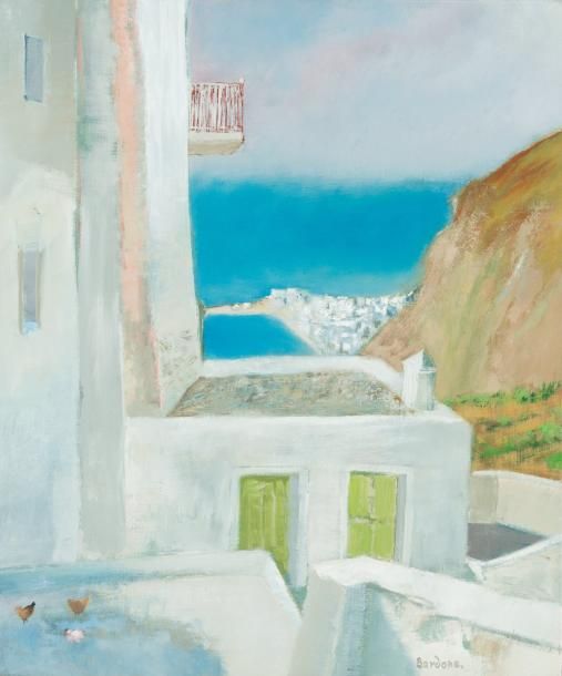 Guy Bardone (1927-2015) «Le mur rose à Serifos»
Huile sur toile.
Signée en bas v&hellip;