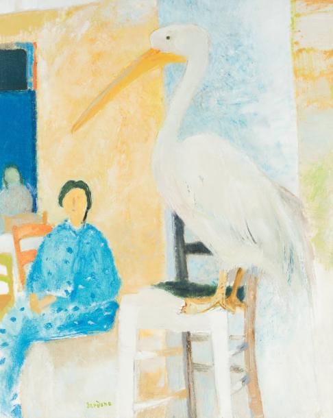 Guy Bardone (1927-2015) «Le pélican de Mykonos»
Huile sur toile.
Signée en bas v&hellip;