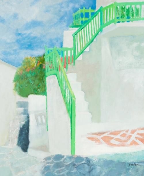 Guy Bardone (1927-2015) «L'escalier vert - Folegandros - Grèce»
Huile sur toile.&hellip;