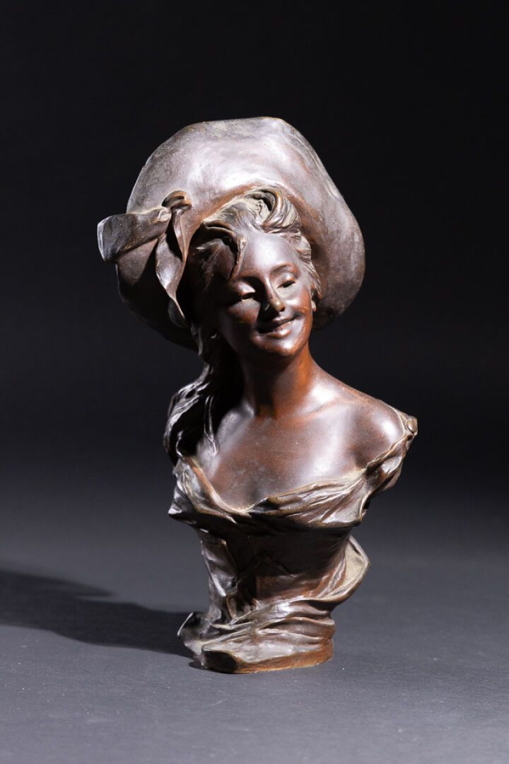 Null D'après Georges van der STRAETEN (1856-1928). 
Femme souriante au chapeau. &hellip;