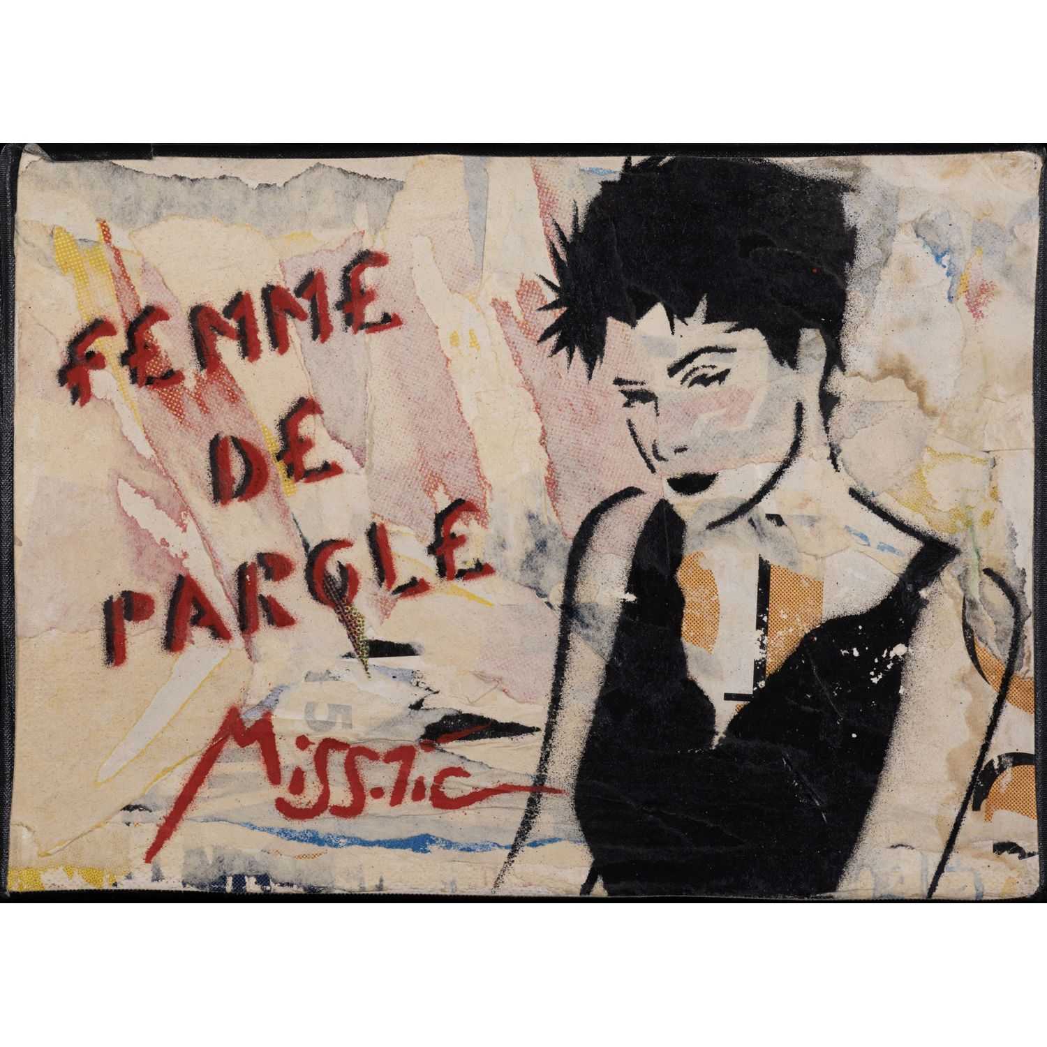Null 提克小姐 (1956年出生)

演讲的女人, 1996

安装在画布上的钢网和撕裂的海报

作品上有签名和标题，背面有会签和日期

16 x 22 c&hellip;