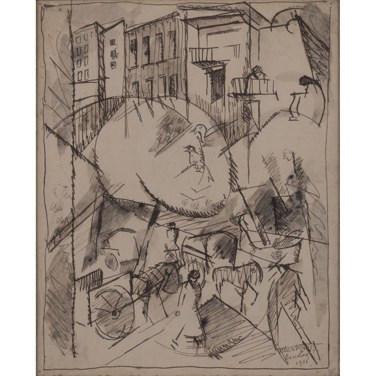 Null 阿尔伯特-格里兹(1881-1953)

无题（巴塞罗那广场），1916年

纸上印度墨水

右下方有签名、日期和位置

27 × 21 厘米

参考&hellip;