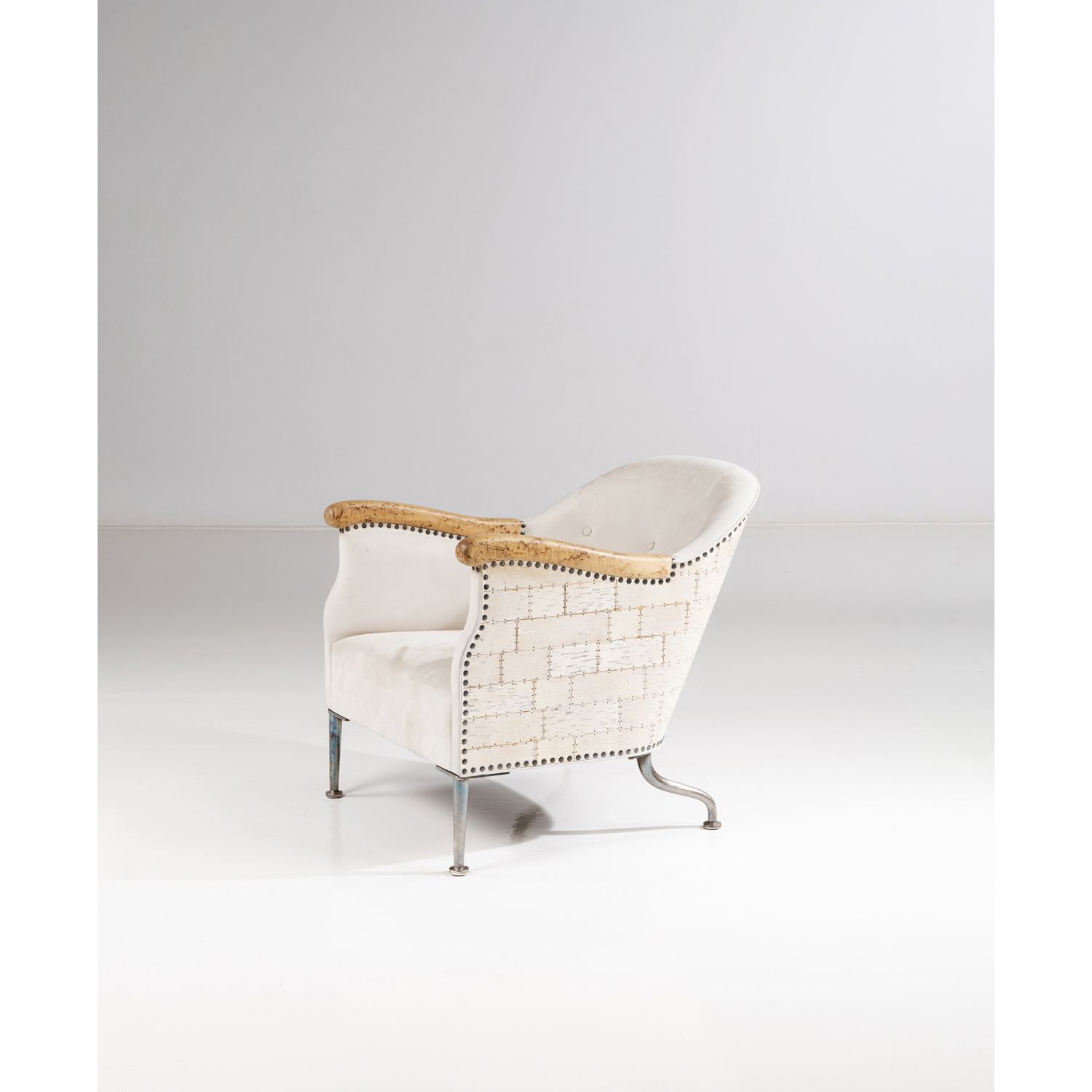 Null 马茨-特塞利乌斯（生于1956年

罗兰的霍尔纳

扶手椅 - 独特的作品

木饰面、桦木饰面、金属和翻转皮革

2010年左右创建的模型

高76×&hellip;
