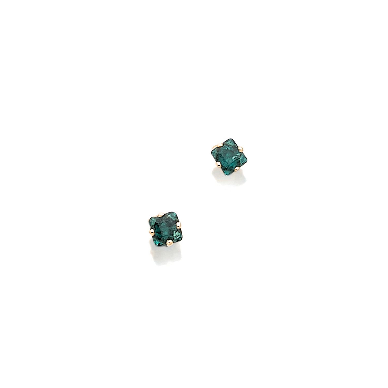 Null 一对18K(750‰)黄金耳环，每只耳环上都镶嵌着一颗长方形的爪形绿宝石

法国作品

毛重：1.6克

在一个署名为加兰的箱子里，巴黎和平街15号