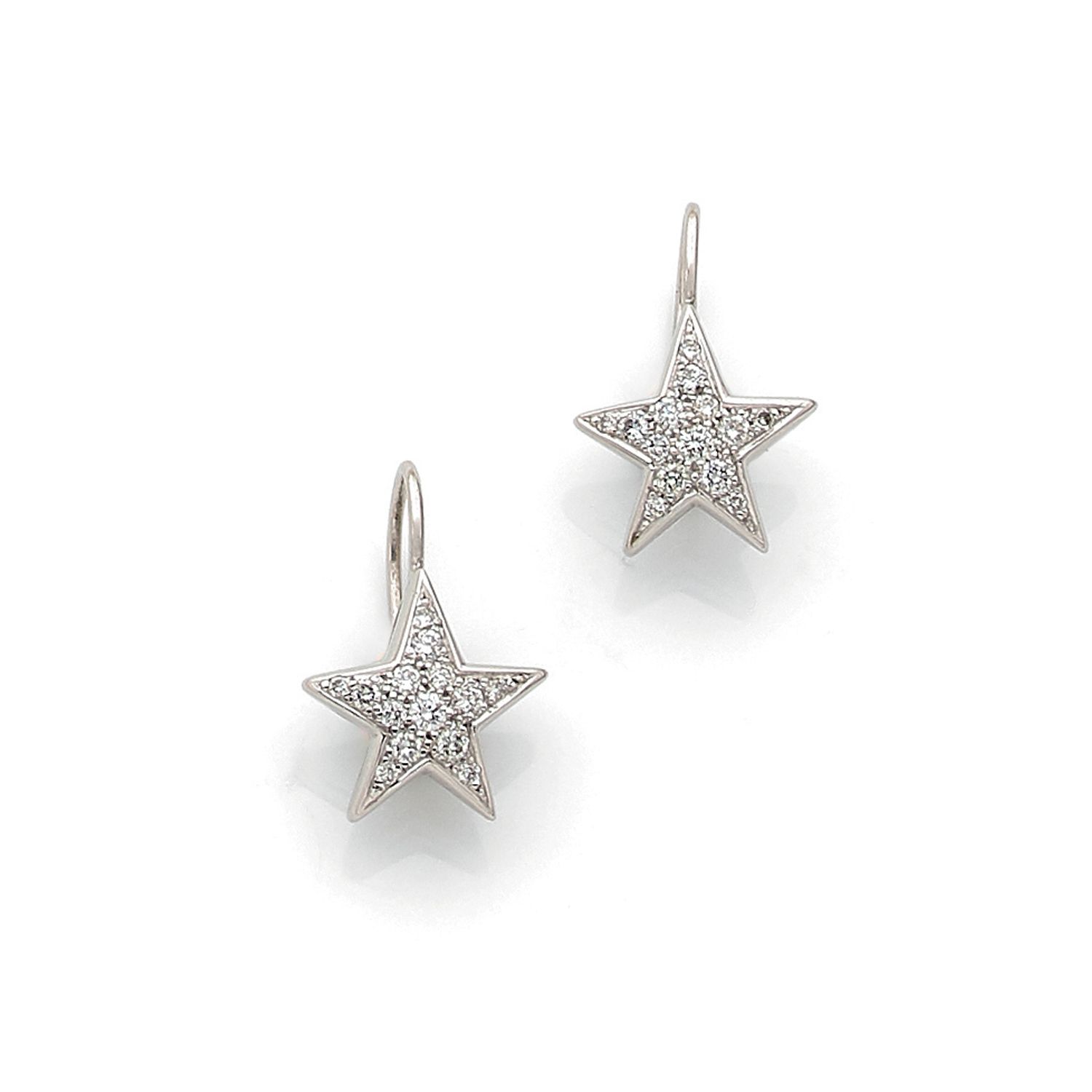 Null Paar Ohrringe "Sterne" aus 18k Weißgold (750‰) und Diamanten.

Gewicht: 5,1&hellip;