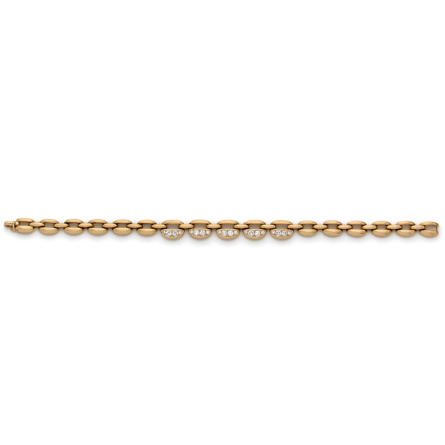 Null 梵克雅宝（Van Cleef & Arperls

18K黄金(750‰)线型手镯，带有咖啡豆链节，中间的链节饰以钻石

有签名，编号为B228 2，&hellip;