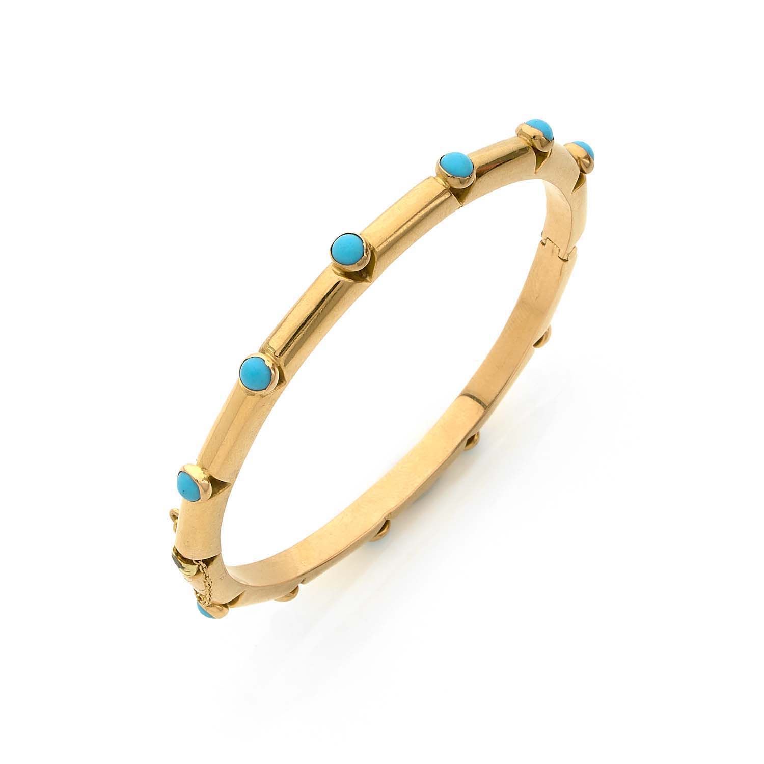 Null Bracelet jonc ouvrant en or jaune 18k (750‰) orné de turquoises cabochon
Di&hellip;
