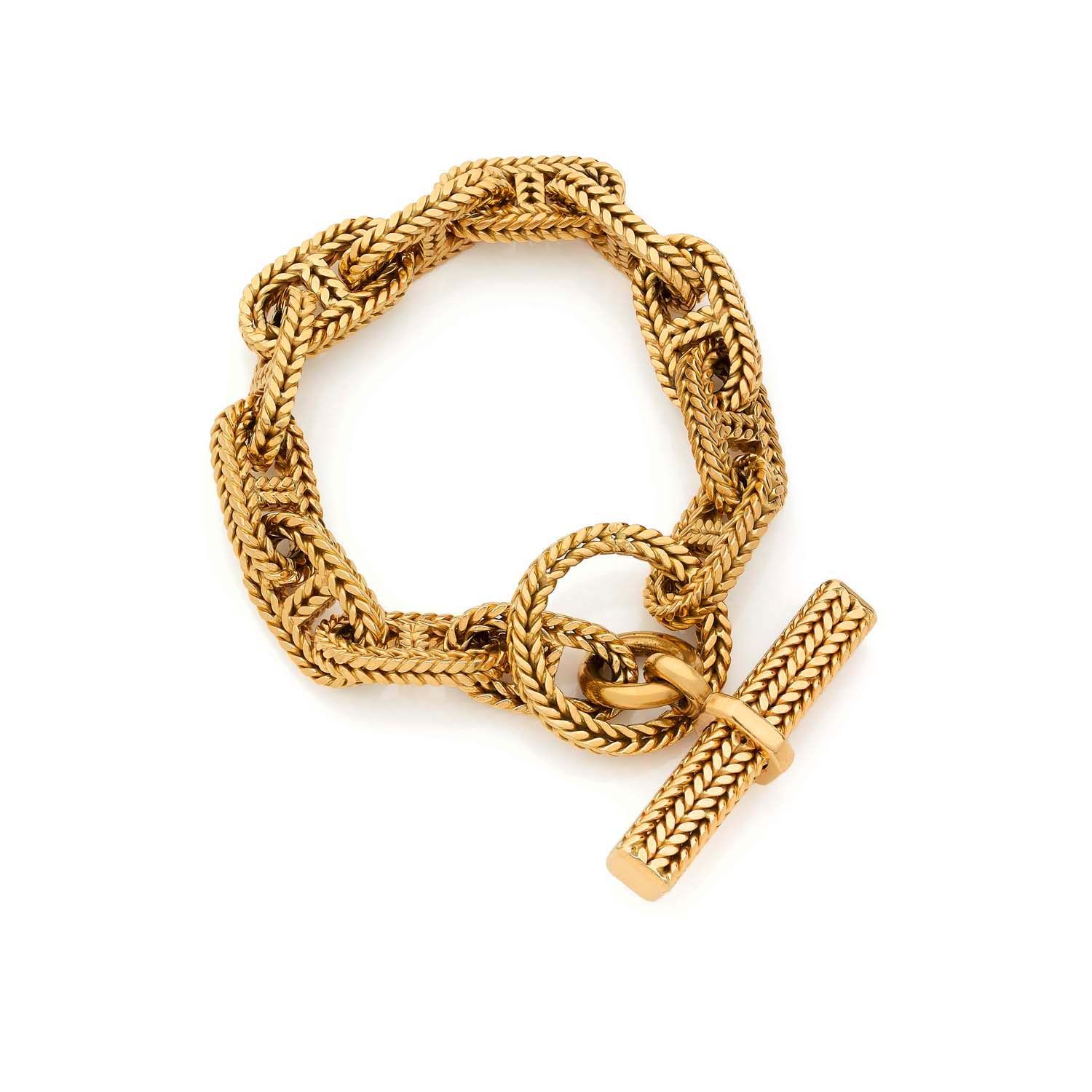 Null HERMÈS, Paris
Années 1960
"Chaîne d'ancre"
Bracelet en fils d'or jaune 18k &hellip;