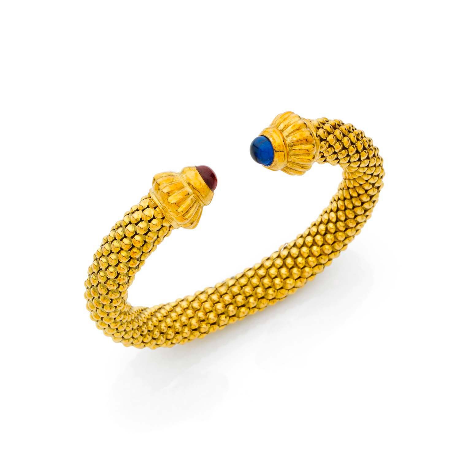 Null Bracelet jonc ouvert en tissu d'or jaune 18k (750‰) sur ressort d'acier, ch&hellip;