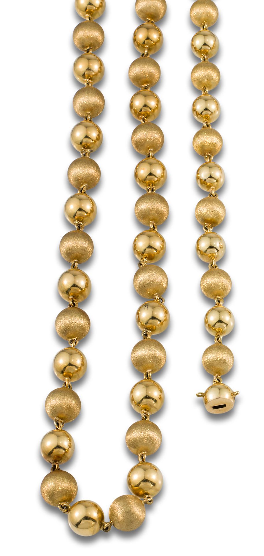 NECKLACE AND BRACELET BEADS MATT AND SHINY GOLD 套装包括手链和项链，由18K黄金的哑光和闪亮的珠子组成，重量为1&hellip;