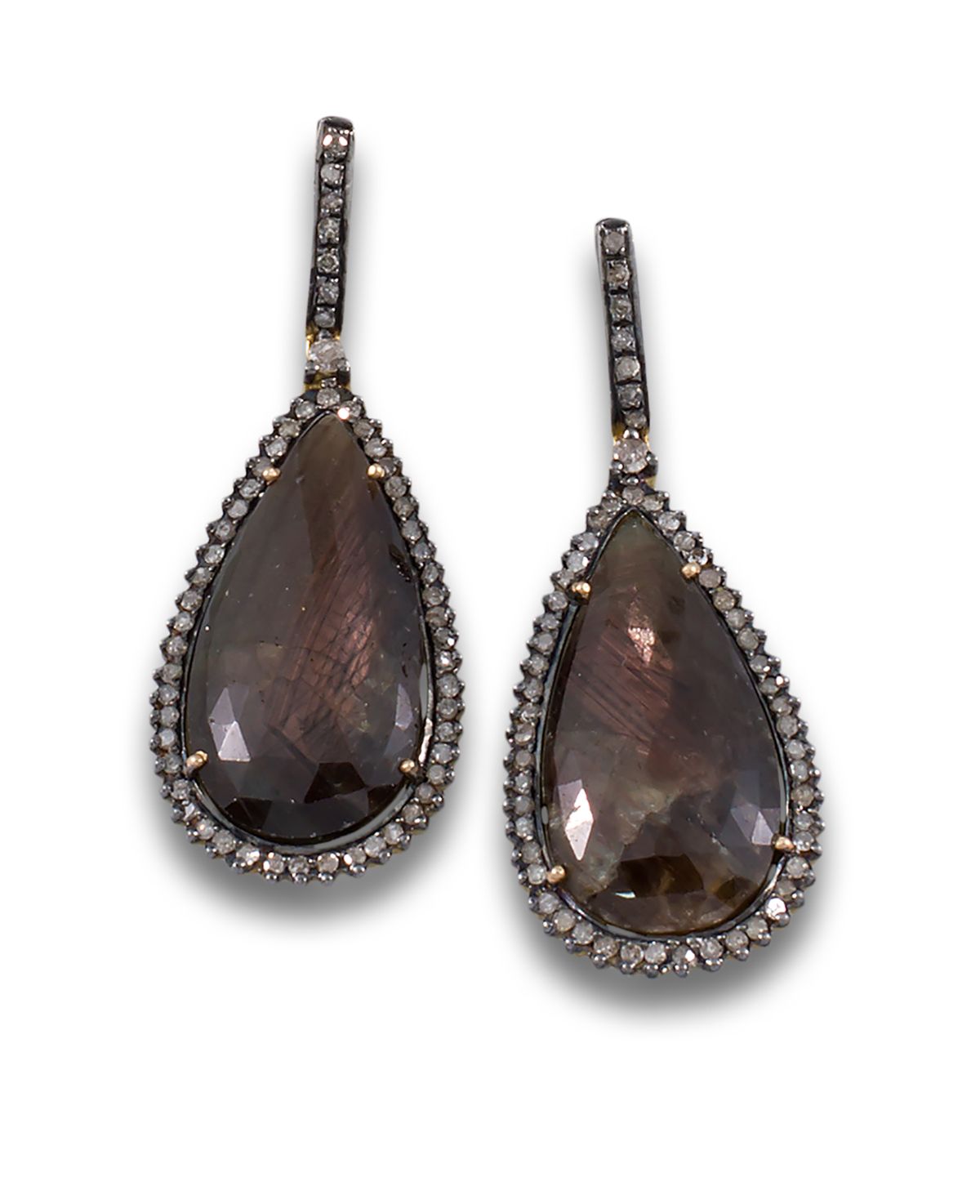 JAIPUR EARRINGS GOLD SILVER DIAMONDS 1.27 ZAF 34C Long earrings of Jaipur origin&hellip;