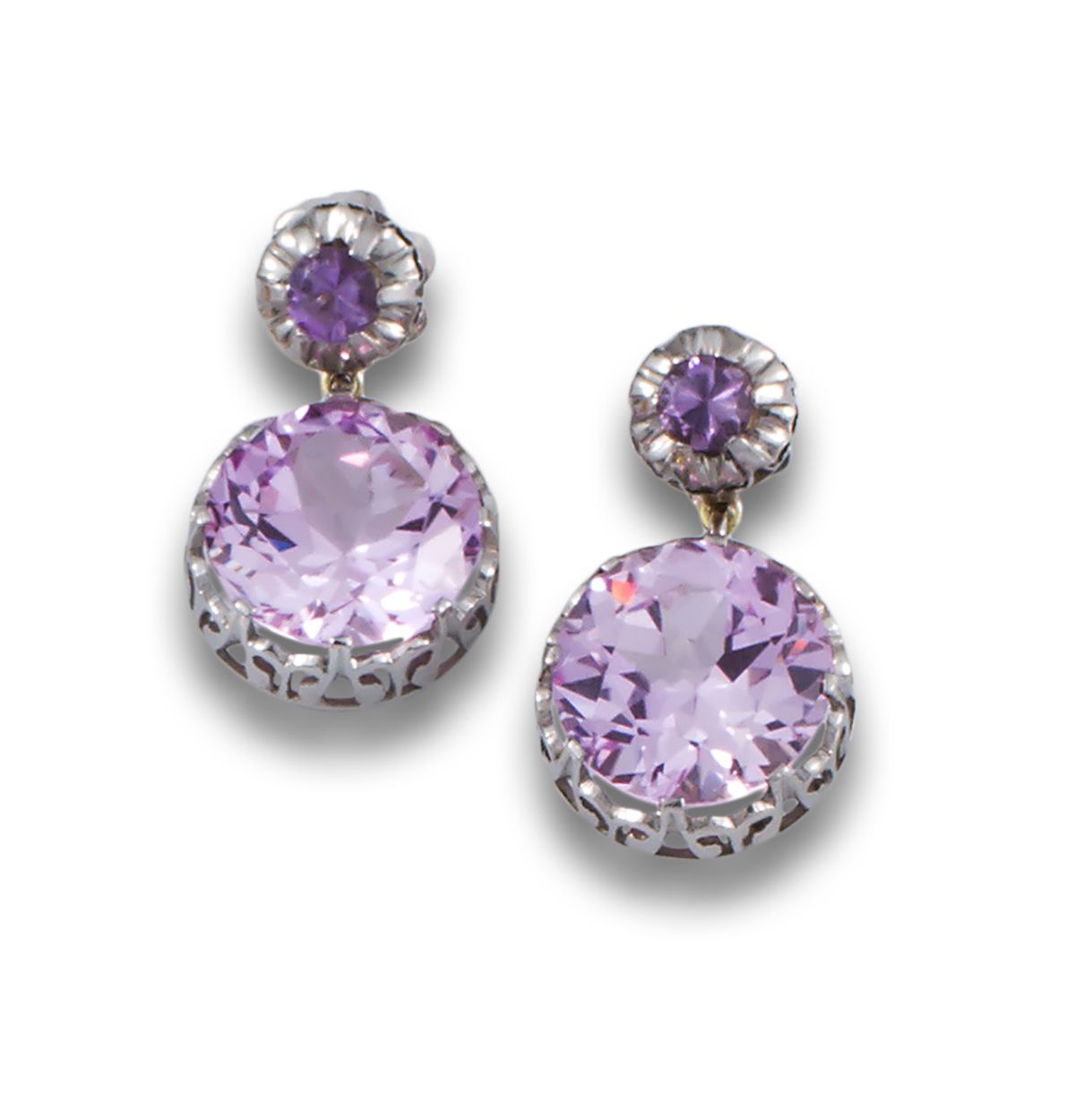 PLATINUM PINK FRANCE EARRINGS Long platinum earrings with brilliant-cut Rose of &hellip;
