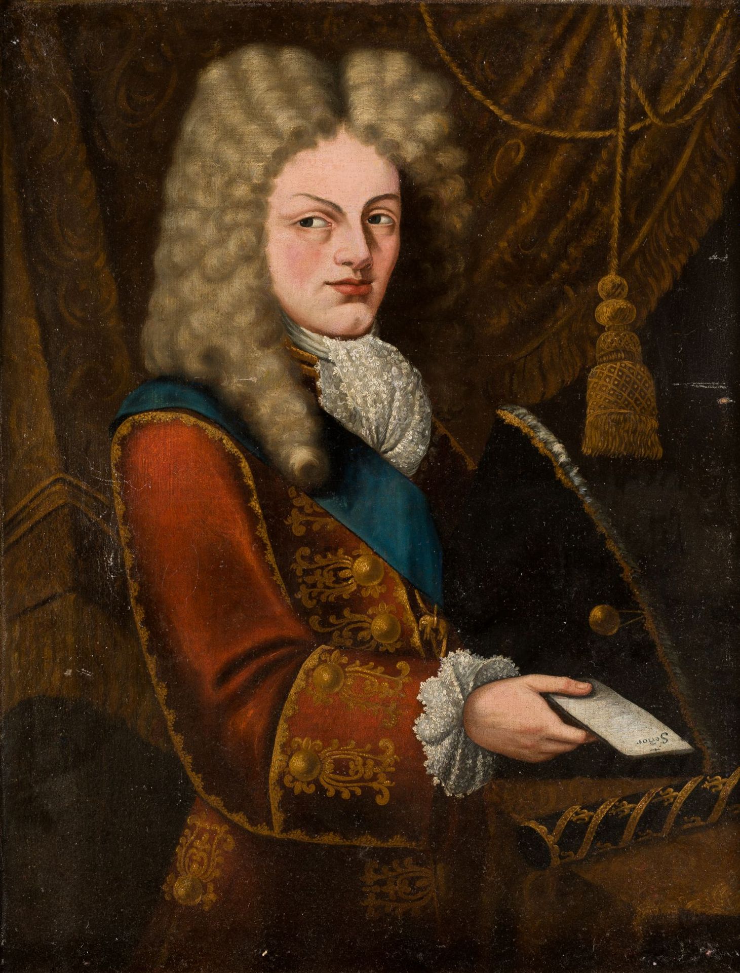 ANONYMOUS (XVIII / XIX C) "Portrait of Philip V" .布面油画. 94 x 72 cm