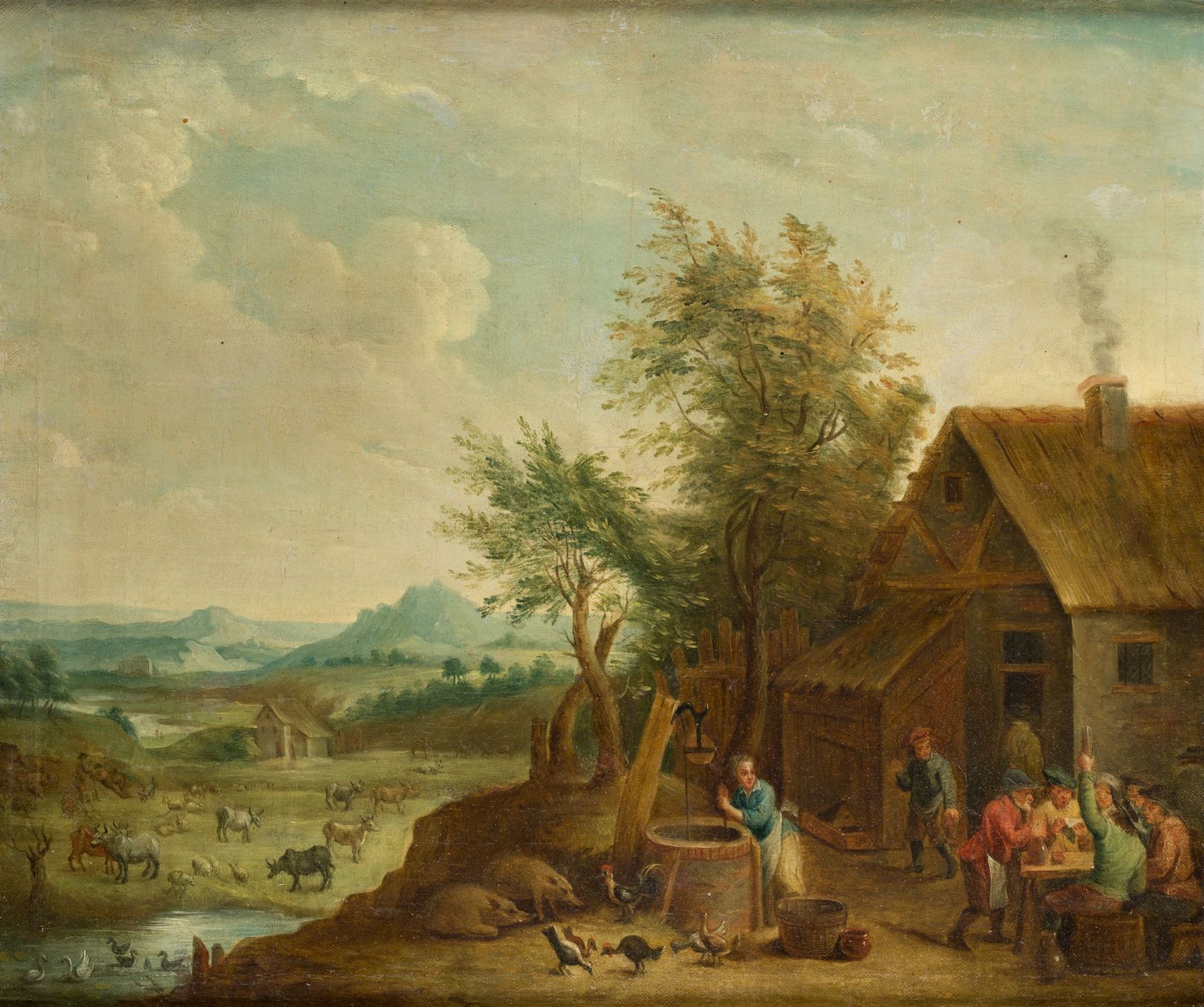 ATTRIBUTED TO THOMAS VAN APSHOVEN (1622 / 1664) "Landscape with farm and man dri&hellip;