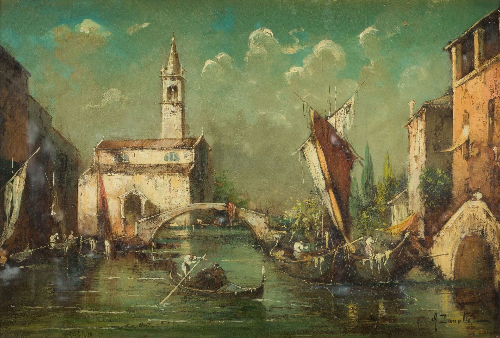 A. ZANETTI (XIX-XX C/ .) "Couple of views of Venice" Firmato in basso a destra. &hellip;