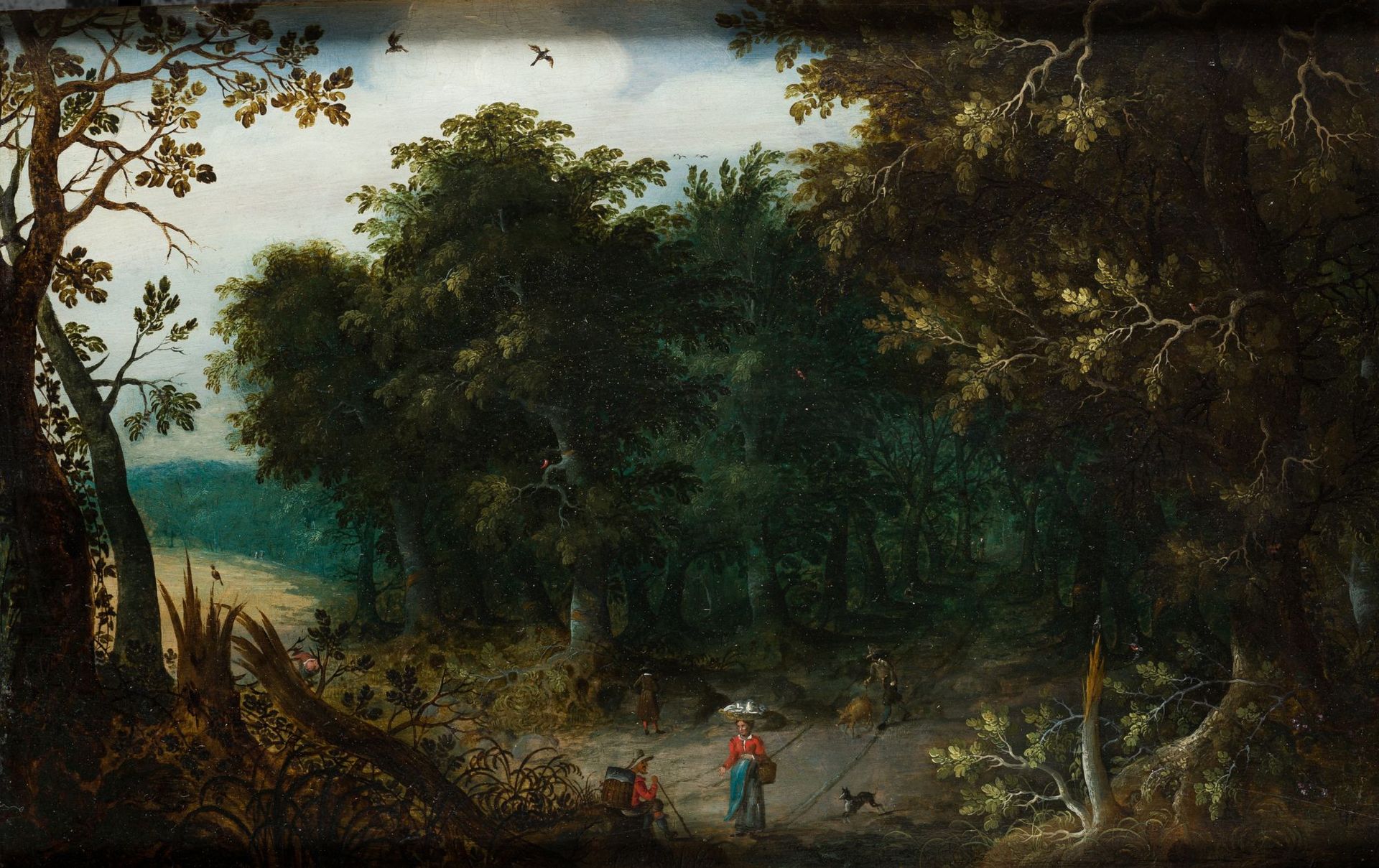 ABRAHAM GOVAERTS (1589 / 1626) "Wooded landscape with figures" Provenienza: -Chr&hellip;
