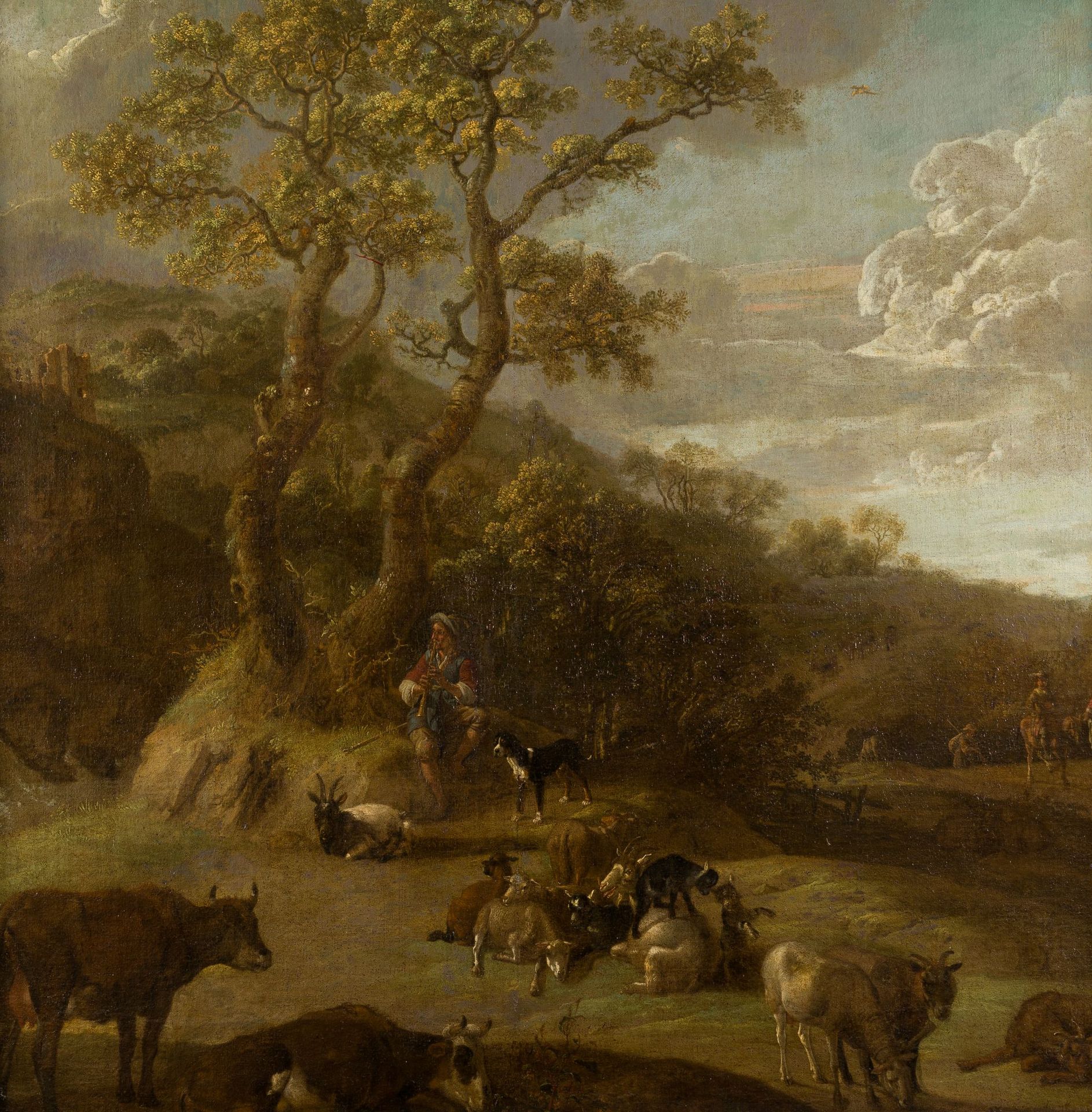 ROSA DA TIVOLI SCHOOL (XVII / XVIII C) "Landscape with shepherd playing the flut&hellip;