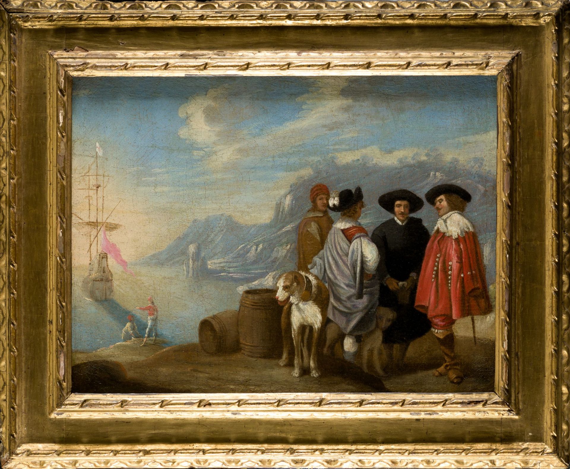 ESCUELA MADRILEÑA (XVII C / .) "Traders in a port" 出处：--塞巴斯蒂安-加布里埃尔-德-波尔邦伯爵的收藏。-&hellip;