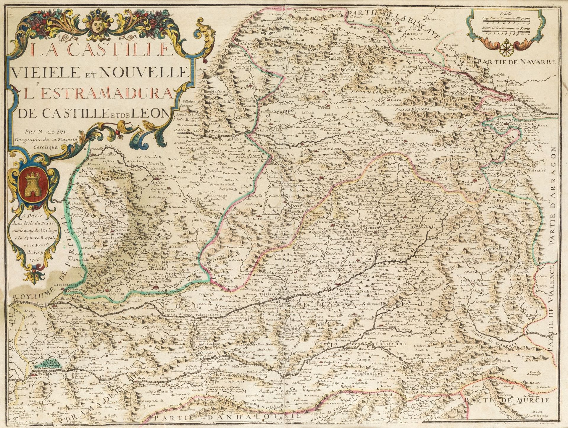 NICOLAS DE FER (1646 / 1720) Mapa de las dos Castillas. Extremadura and southern&hellip;