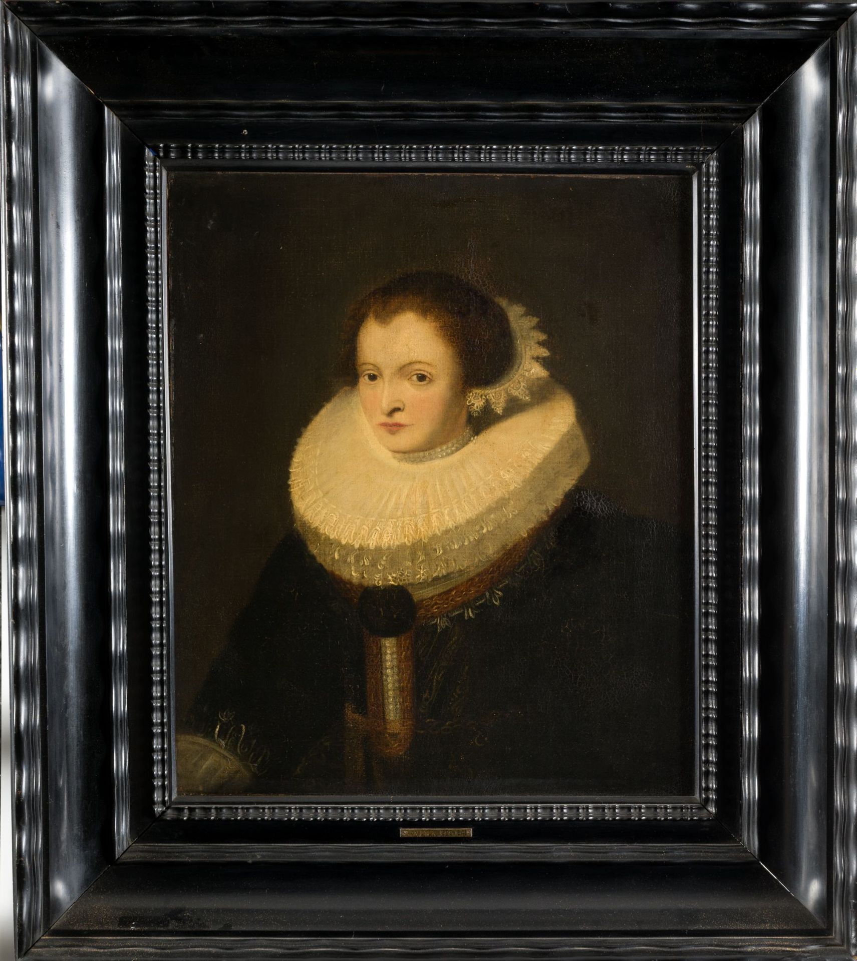 ANONYMOUS (XIX C/ .) "Portrait of a lady after van Dyck" .布面油画，64,5 x 54 cm