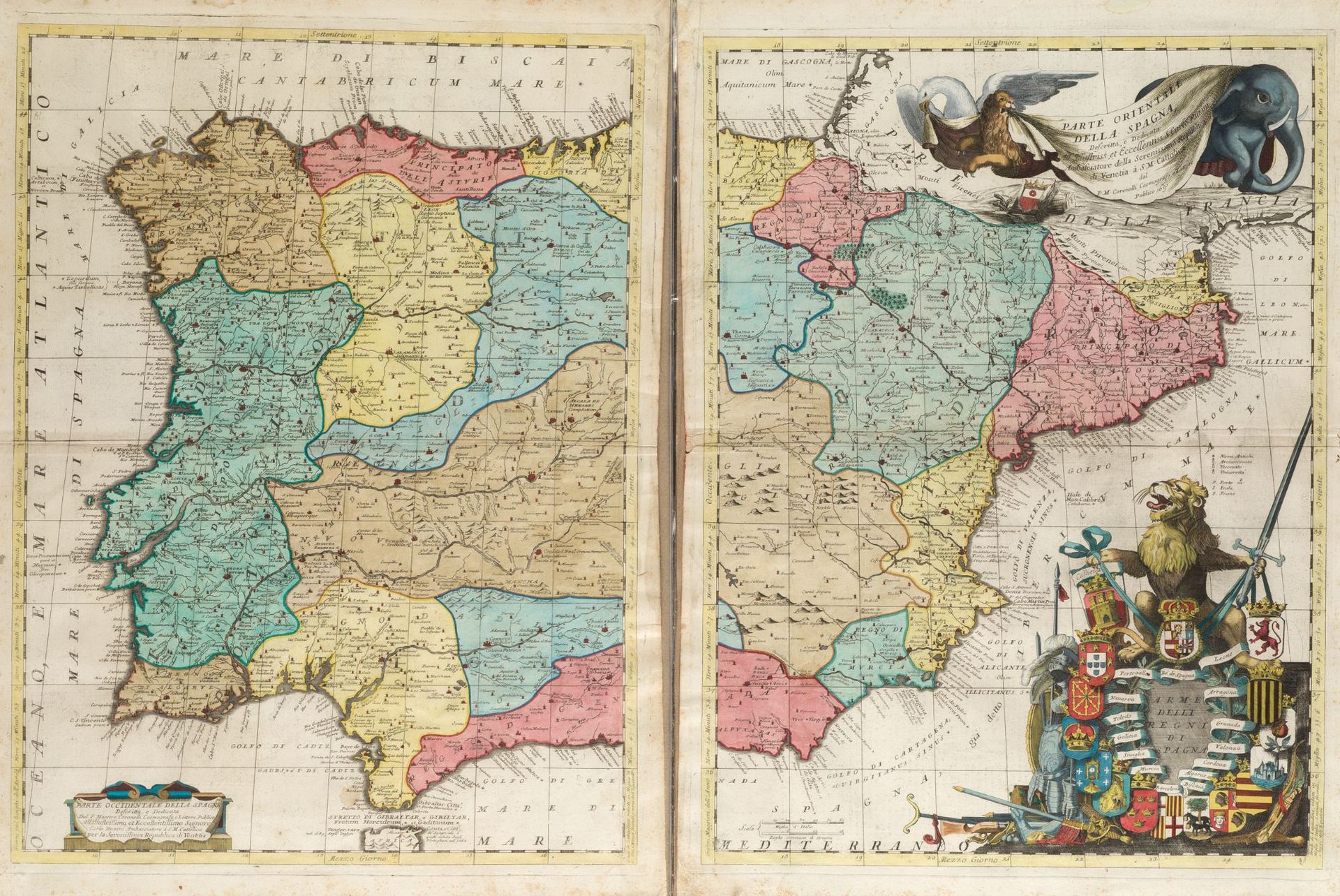 VINCENZO MARIA CORONELLI (1650 / 1718) "Great Map of Spain", 1961 Lote compuesto&hellip;