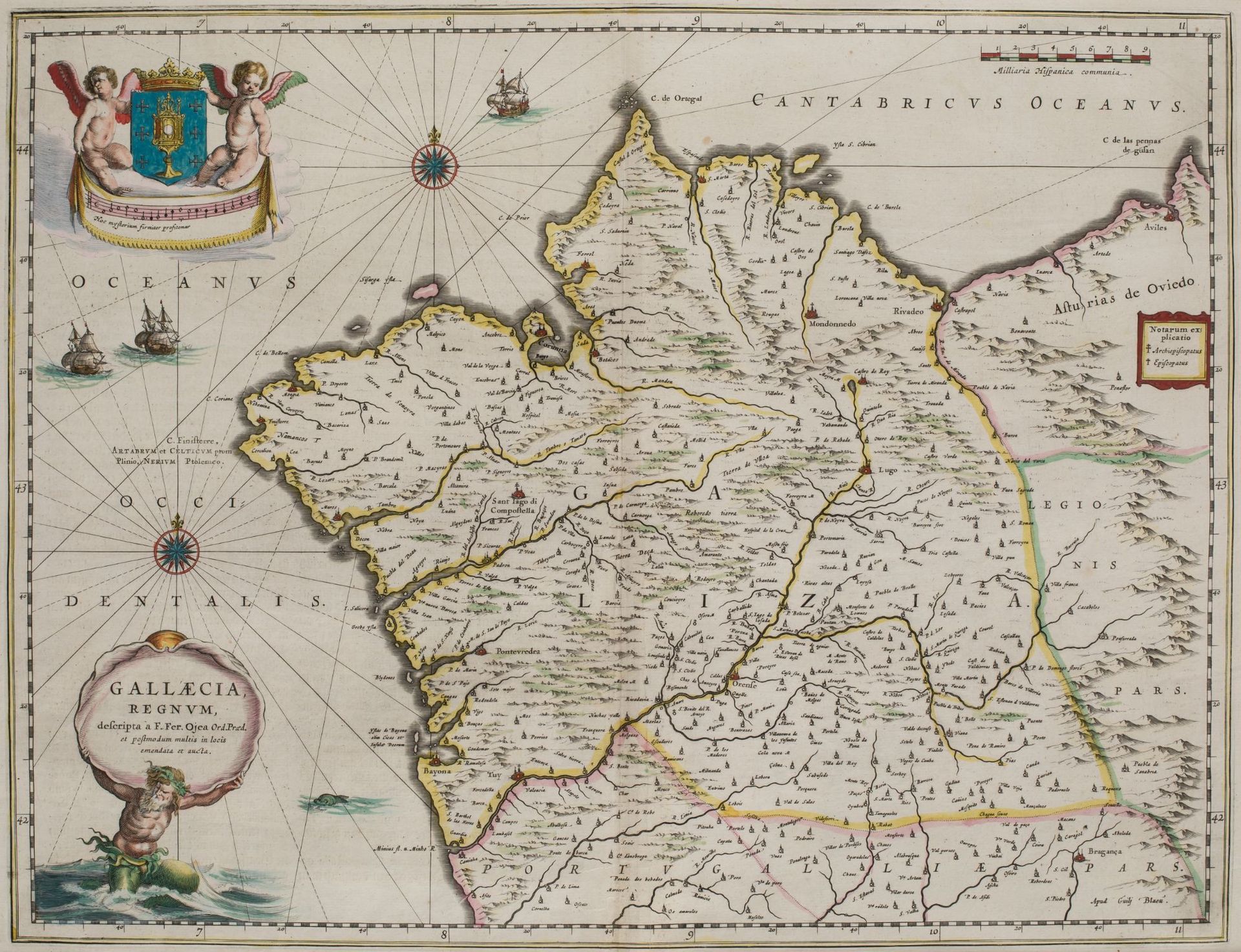 W. J. BLAEU Y H. OJEA (XVI C / .) "Map of the Kingdom of Galicia" Königreich Gal&hellip;