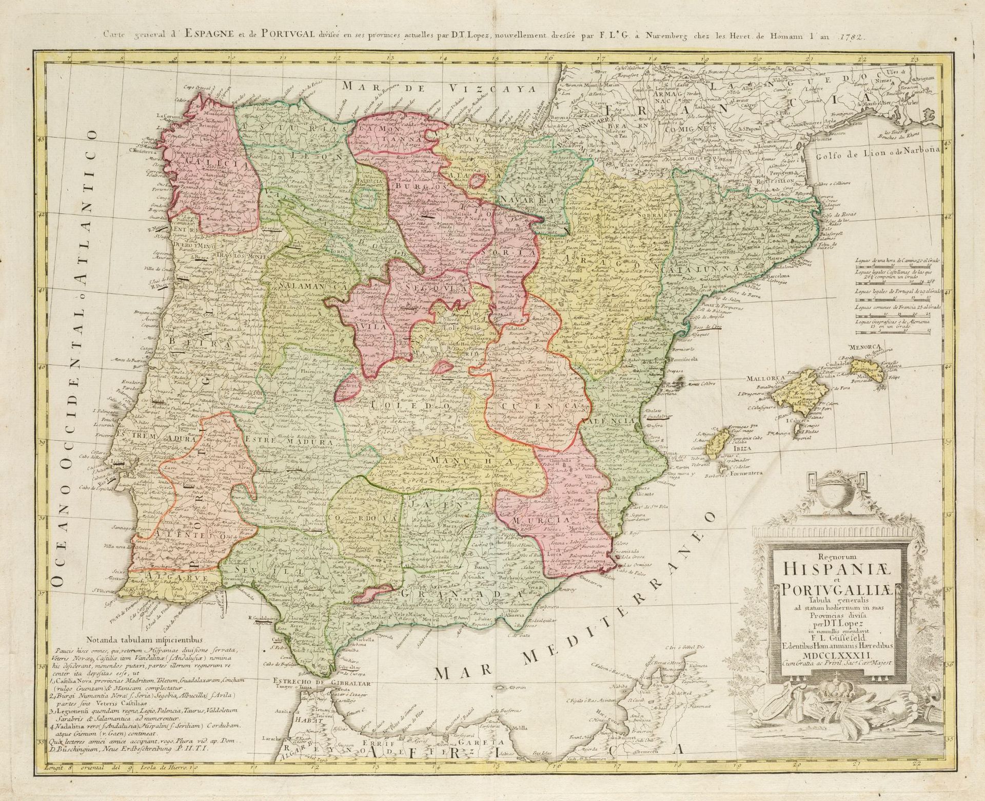 TOMAS LOPEZ DE VARGAS Y MACHUCA (1730 / 1802) "General Map of Spain and Portugal&hellip;